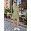 image:imageEXLURA Womens Summer Casual Cotton Gingham Dresses Back Elastic Waist Sleeveless Faux Linen Elegant Mini Short Beach DressGreen