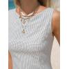 image:imageEXLURA Womens Summer Casual Cotton Gingham Dresses Back Elastic Waist Sleeveless Faux Linen Elegant Mini Short Beach DressWhite