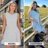 image:imageEXLURA Womens Summer Casual Cotton Gingham Dresses Back Elastic Waist Sleeveless Faux Linen Elegant Mini Short Beach DressWhite