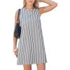 image:imageEXLURA Women Summer 100 Cotton Faux Linen Dresses Sleeveless Striped ALine Mini Sundress Beach Vacation Dress with PocketsBlack Stripe