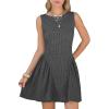 image:imageEXLURA Womens Summer Casual Cotton Gingham Dresses Back Elastic Waist Sleeveless Faux Linen Elegant Mini Short Beach DressBlack