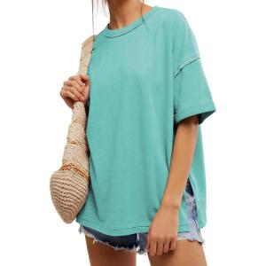 image:imageEXLURA Womens Summer Oversized T Shirts 2026 Casual Short Sleeve Loose Maternity Tops Crewneck Tunic Plus Gym Workout TopLake Blue Green
