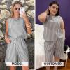 image:imageEXLURA Womens 100 Cotton 2 Piece Striped Outfits Sleeveless Tank Tops and Matching Bermuda Shorts 2026 Casual Beach VacationBlack