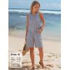 image:imageEXLURA Womens 100 Cotton 2 Piece Striped Outfits Sleeveless Tank Tops and Matching Bermuda Shorts 2026 Casual Beach VacationDeep Blue