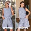 image:imageEXLURA Womens 100 Cotton 2 Piece Striped Outfits Sleeveless Tank Tops and Matching Bermuda Shorts 2026 Casual Beach VacationDeep Blue