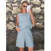 image:imageEXLURA Womens 100 Cotton 2 Piece Striped Outfits Sleeveless Tank Tops and Matching Bermuda Shorts 2026 Casual Beach VacationGrey Blue