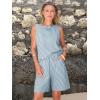 image:imageEXLURA Womens 100 Cotton 2 Piece Striped Outfits Sleeveless Tank Tops and Matching Bermuda Shorts 2026 Casual Beach VacationGrey Blue