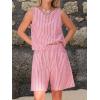 image:imageEXLURA Womens 100 Cotton 2 Piece Striped Outfits Sleeveless Tank Tops and Matching Bermuda Shorts 2026 Casual Beach VacationRed