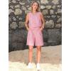 image:imageEXLURA Womens 100 Cotton 2 Piece Striped Outfits Sleeveless Tank Tops and Matching Bermuda Shorts 2026 Casual Beach VacationRed
