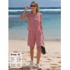image:imageEXLURA Womens 100 Cotton 2 Piece Striped Outfits Sleeveless Tank Tops and Matching Bermuda Shorts 2026 Casual Beach VacationRed