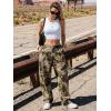 image:imageEXLURA Womens 100 Cotton Camo Pants High Waisted Straight Leg Baggy Denim Trousers Y2K Trendy Casual Forest Camo Cargo JeansGreen Camo