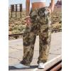 image:imageEXLURA Womens 100 Cotton Camo Pants High Waisted Straight Leg Baggy Denim Trousers Y2K Trendy Casual Forest Camo Cargo JeansGreen Camo