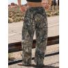 image:imageEXLURA Womens 100 Cotton Camo Pants High Waisted Straight Leg Baggy Denim Trousers Y2K Trendy Casual Forest Camo Cargo JeansGrey Camo