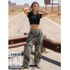 image:imageEXLURA Womens 100 Cotton Camo Pants High Waisted Straight Leg Baggy Denim Trousers Y2K Trendy Casual Forest Camo Cargo JeansGrey Camo