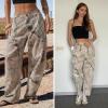 image:imageEXLURA Womens 100 Cotton Camo Pants High Waisted Straight Leg Baggy Denim Trousers Y2K Trendy Casual Forest Camo Cargo JeansPink Camo