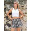 image:imageEXLURA Womens Cotton Boxer Shorts Faux Linen Gingham Shorts Summer High Waist Plaid Y2K Beach Bottoms Vacation Outfits 2026Black White Plaid