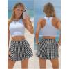 image:imageEXLURA Womens Cotton Boxer Shorts Faux Linen Gingham Shorts Summer High Waist Plaid Y2K Beach Bottoms Vacation Outfits 2026Black White Plaid