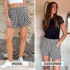 image:imageEXLURA Womens Cotton Boxer Shorts Faux Linen Gingham Shorts Summer High Waist Plaid Y2K Beach Bottoms Vacation Outfits 2026Black White Plaid