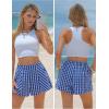image:imageEXLURA Womens Cotton Boxer Shorts Faux Linen Gingham Shorts Summer High Waist Plaid Y2K Beach Bottoms Vacation Outfits 2026Blue White Plaid