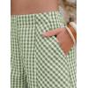 image:imageEXLURA Womens Cotton Boxer Shorts Faux Linen Gingham Shorts Summer High Waist Plaid Y2K Beach Bottoms Vacation Outfits 2026Green White Plaid