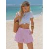 image:imageEXLURA Womens Cotton Boxer Shorts Faux Linen Gingham Shorts Summer High Waist Plaid Y2K Beach Bottoms Vacation Outfits 2026Pink White Plaid