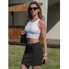 image:imageEXLURA Womens Cotton Skorts with Pockets High Waisted Casual Drawstring Skirts Builtin Shorts for Daily Lounge TravelBlack