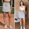 image:imageEXLURA Womens Cotton Skorts with Pockets High Waisted Casual Drawstring Skirts Builtin Shorts for Daily Lounge TravelDeep Grey