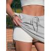 image:imageEXLURA Womens Cotton Skorts with Pockets High Waisted Casual Drawstring Skirts Builtin Shorts for Daily Lounge TravelDeep Grey