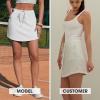 image:imageEXLURA Womens Cotton Skorts with Pockets High Waisted Casual Drawstring Skirts Builtin Shorts for Daily Lounge TravelLight Grey