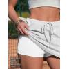 image:imageEXLURA Womens Cotton Skorts with Pockets High Waisted Casual Drawstring Skirts Builtin Shorts for Daily Lounge TravelLight Grey