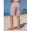 image:imageEXLURA Womens Striped Bermuda Shorts Casual Cotton Linen Shorts Elastic Drawstring Summer Beach Vacation Shorts PocketsRed Stripe