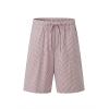 image:imageEXLURA Womens Striped Bermuda Shorts Casual Cotton Linen Shorts Elastic Drawstring Summer Beach Vacation Shorts PocketsRed Stripe