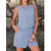 image:imageEXLURA Womens Summer 2 Piece Outfits Sleeveless Tank Top Matching Shorts Sets Lounge Sets Beach Vacation Cruise Clothes 2026Blue