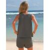 image:imageEXLURA Womens Summer 2 Piece Outfits Sleeveless Tank Top Matching Shorts Sets Lounge Sets Beach Vacation Cruise Clothes 2026Grey Green