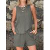 image:imageEXLURA Womens Summer 2 Piece Outfits Sleeveless Tank Top Matching Shorts Sets Lounge Sets Beach Vacation Cruise Clothes 2026Grey Green