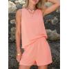image:imageEXLURA Womens Summer 2 Piece Outfits Sleeveless Tank Top Matching Shorts Sets Lounge Sets Beach Vacation Cruise Clothes 2026Orange