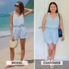 image:imageEXLURA Womens Summer 2 Piece Sets Sleeveless V Neck Knotted Tank Tops Shorts Matching Sets Vacation Cruise Beach Outfits 2026Blue