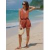 image:imageEXLURA Womens Summer 2 Piece Sets Sleeveless V Neck Knotted Tank Tops Shorts Matching Sets Vacation Cruise Beach Outfits 2026Caramel