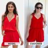 image:imageEXLURA Womens Summer 2 Piece Sets Sleeveless V Neck Knotted Tank Tops Shorts Matching Sets Vacation Cruise Beach Outfits 2026Red