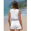 image:imageEXLURA Womens Summer 2 Piece Sets Sleeveless V Neck Knotted Tank Tops Shorts Matching Sets Vacation Cruise Beach Outfits 2026White