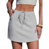 image:imageEXLURA Womens Cotton Skorts with Pockets High Waisted Casual Drawstring Skirts Builtin Shorts for Daily Lounge TravelDeep Grey