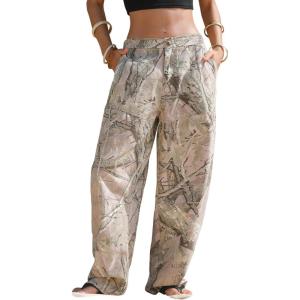image:imageEXLURA Womens 100 Cotton Camo Pants High Waisted Straight Leg Baggy Denim Trousers Y2K Trendy Casual Forest Camo Cargo JeansPink Camo