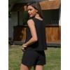 image:imageEXLURA Linen Sets for Women 2 Piece Sleeveless Pleated Babydoll Tops Casual Matching Short Set Summer Beach Vacation OutfitsBlack