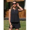 image:imageEXLURA Linen Sets for Women 2 Piece Sleeveless Pleated Babydoll Tops Casual Matching Short Set Summer Beach Vacation OutfitsBlack
