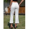 image:imageEXLURA Womens Stretchy Work Capri Pants Elastic Waist Business Casual Flare Cropped Trousers Cotton Yoga Leggings PocketsBeige White