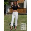 image:imageEXLURA Womens Stretchy Work Capri Pants Elastic Waist Business Casual Flare Cropped Trousers Cotton Yoga Leggings PocketsBeige White
