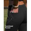 image:imageEXLURA Womens Stretchy Work Capri Pants Elastic Waist Business Casual Flare Cropped Trousers Cotton Yoga Leggings PocketsBlack