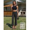 image:imageEXLURA Womens Stretchy Work Capri Pants Elastic Waist Business Casual Flare Cropped Trousers Cotton Yoga Leggings PocketsBlack