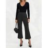 image:imageEXLURA Womens Stretchy Work Capri Pants Elastic Waist Business Casual Flare Cropped Trousers Cotton Yoga Leggings PocketsBlack