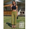 image:imageEXLURA Womens Stretchy Work Capri Pants Elastic Waist Business Casual Flare Cropped Trousers Cotton Yoga Leggings PocketsGreen